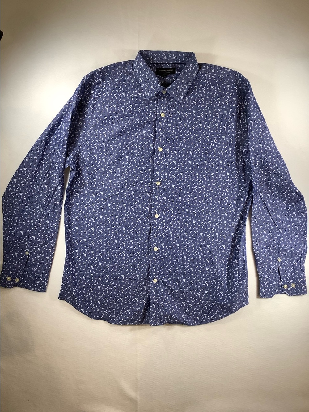 Banana Republic Blue Printed Long-Sleeve Button-Down Shirt